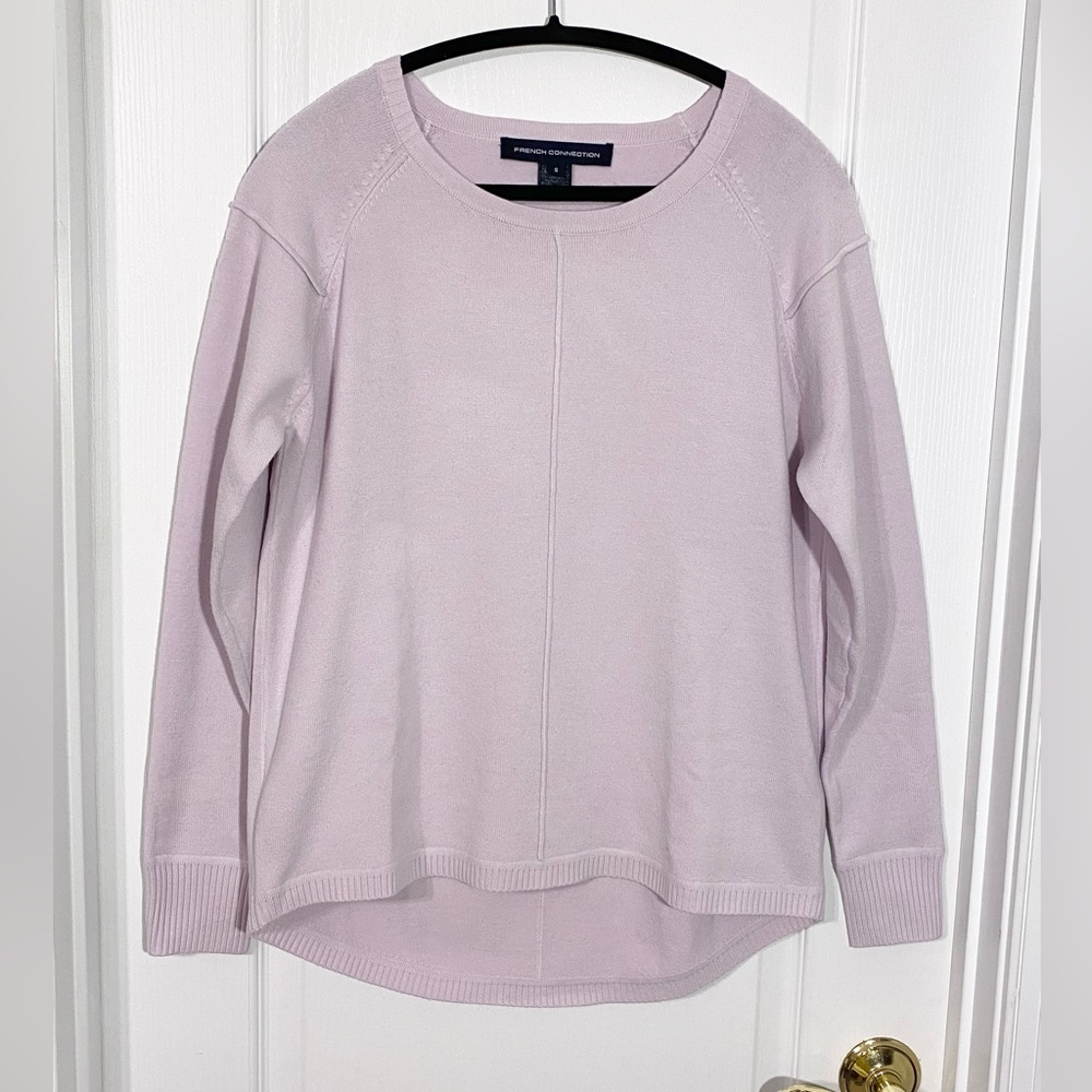 French Connection Front & Back Seam Detail Relaxed Fit Sweater Lilac Size Small
